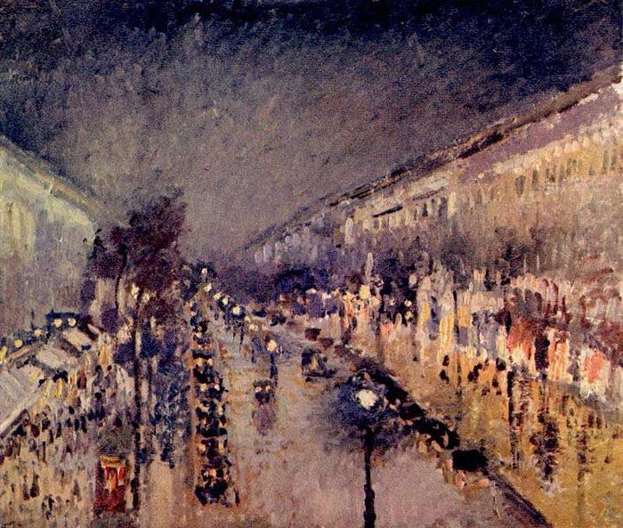 Boulevard Montmartre in der Nacht, Camille Pissarro